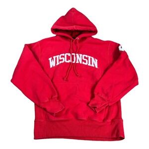 Wisconsin Badgers Hoodie Mens Small Red Long Sleeve Fleece Pullover